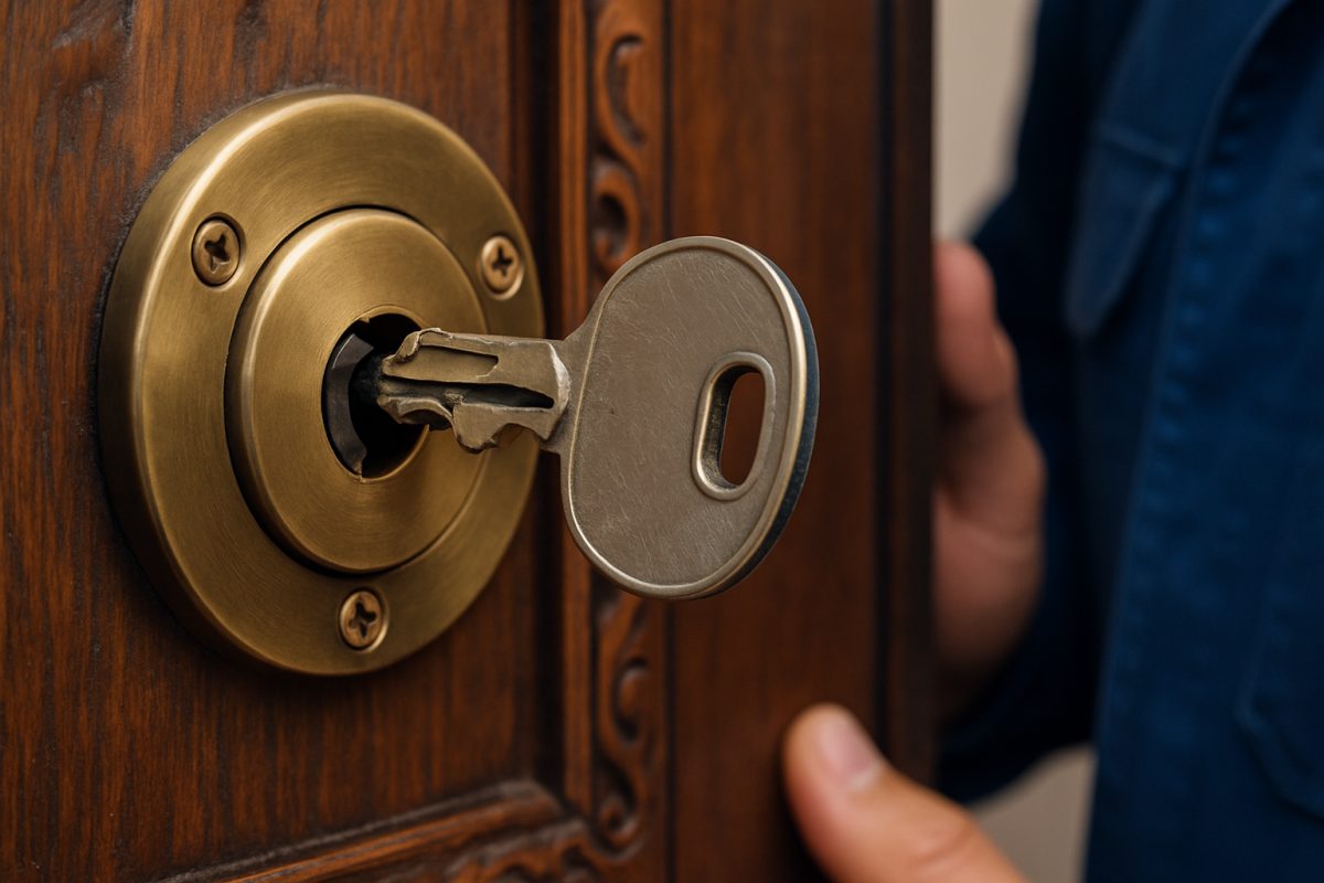 Llave rota en una cerradura de estilo español