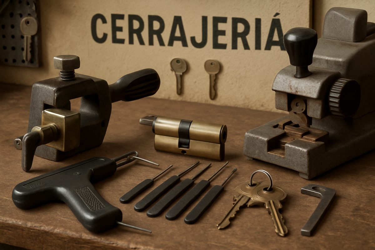 Herramientas de cerrajería en un taller en España
